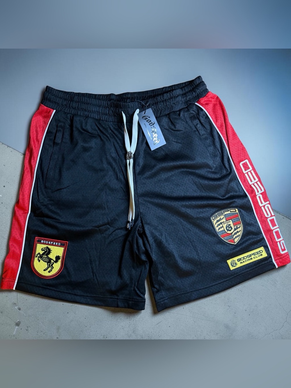 That's the Godspeed GRC M.O. Shorts in Black/Red —